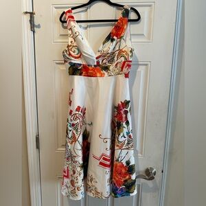 O Thread Vibrant Silky Floral Dress-Beautiful!